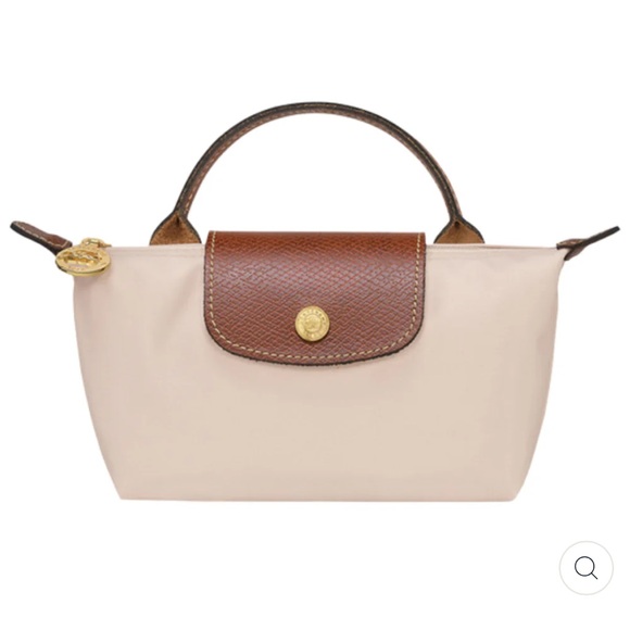 Longchamp Handbags - Longchamp Le Pliage Original Mini Pouch bag purse tote handle paper beige